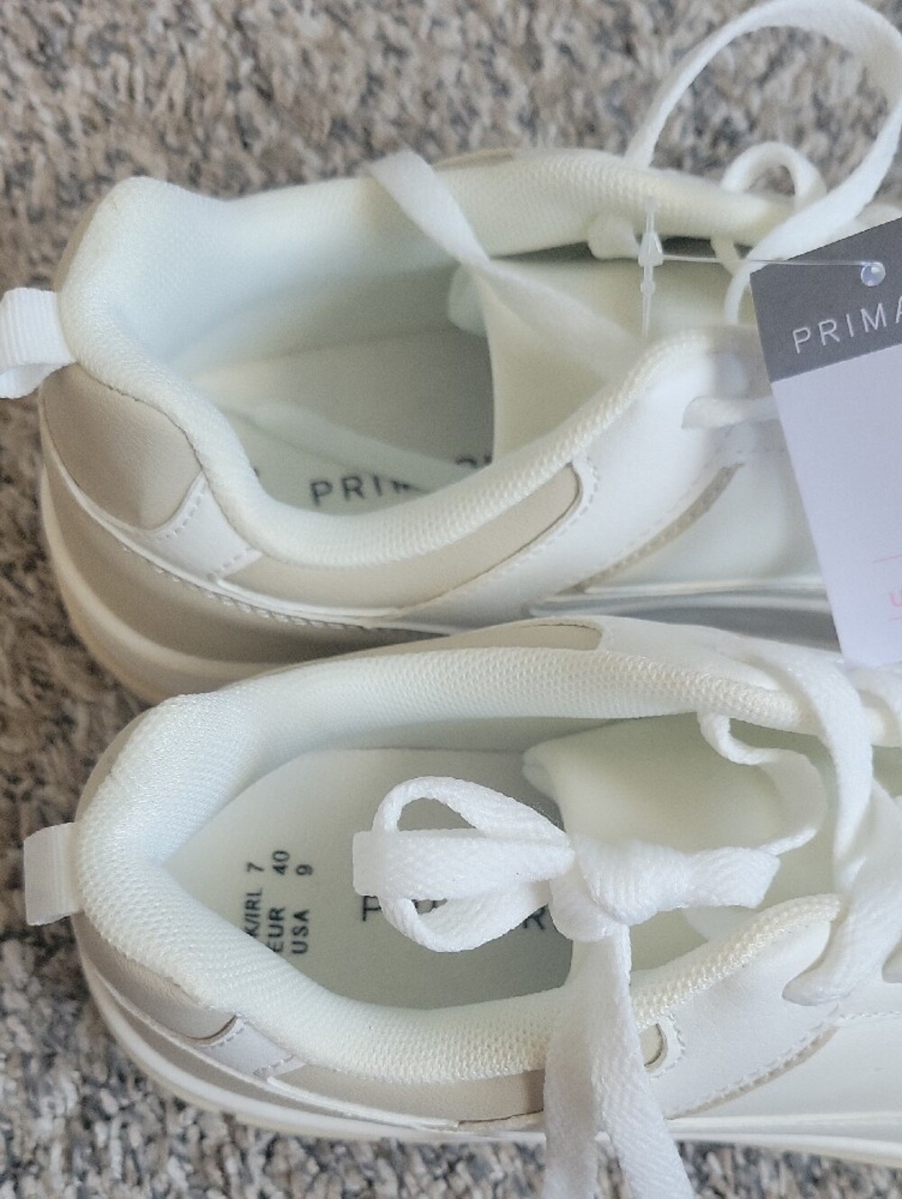 Primark White and Beige Low-Top Trainers - Picture 3 of 9